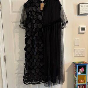 Elegant Black textured flowing dress
